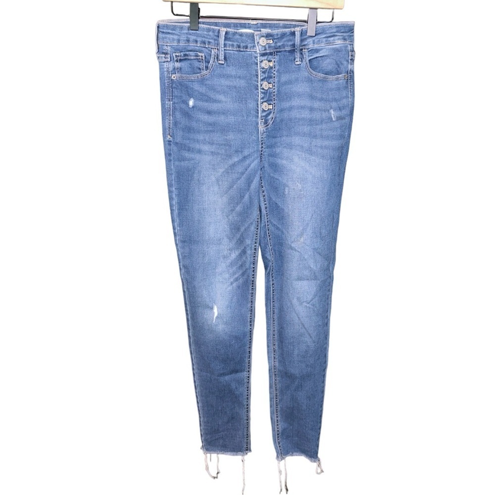 Old Navy Rockstar Super Skinny High Rise Blue Jeans 8 Tall - Picture 1 of 4